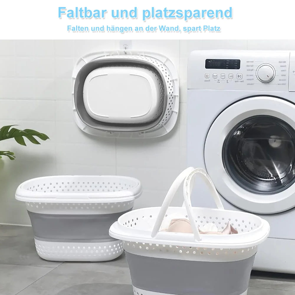 Collapsible Storage Basket Laundry Basket Folding Pop Up Bathroom Dirty Clothes Basket with Handle Home Laundry Room Organizer