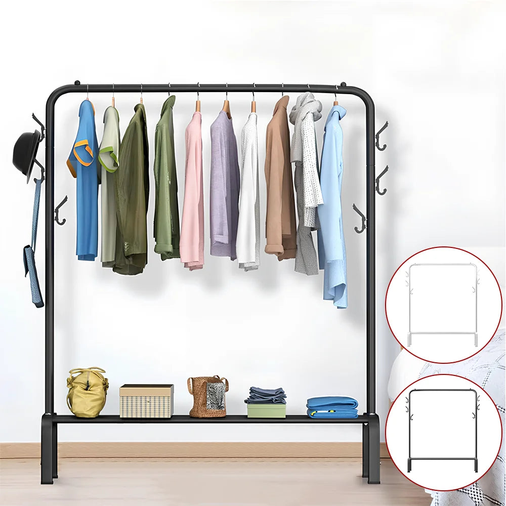 154*43*105cm Clothes Rack Shoes Rack Home Clothes Storage Rack Single Hanging Portable Bedroom Freestanding Clothing Rack