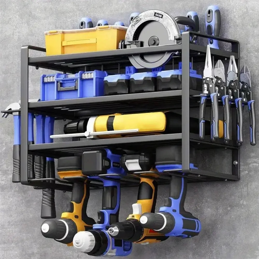 Power Tool Organizer Rack Wall Mount Tool Shelf Cabinet Electric Drill Holder Heavy Metal Storage Locker for Workshop Garage
